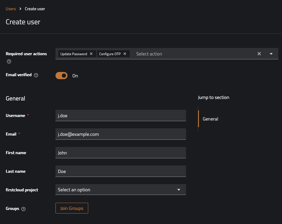 firstcolo User Creation