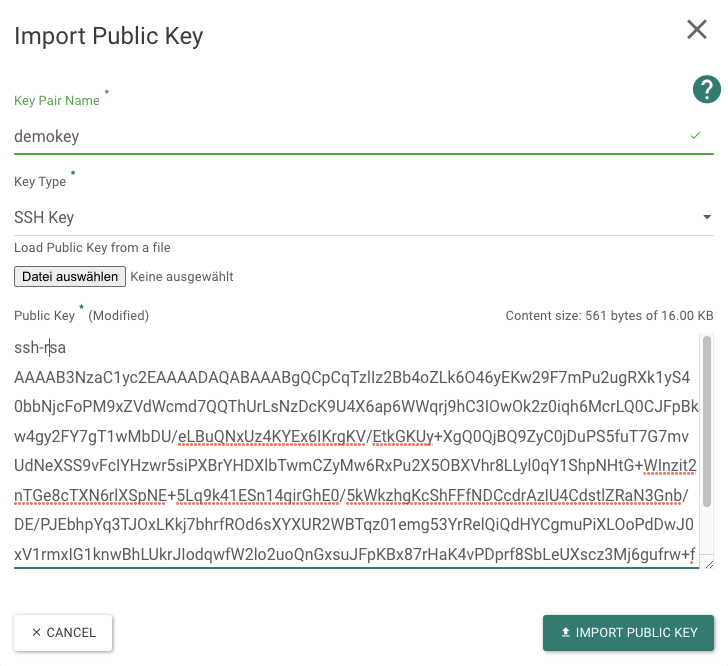 import SSH key