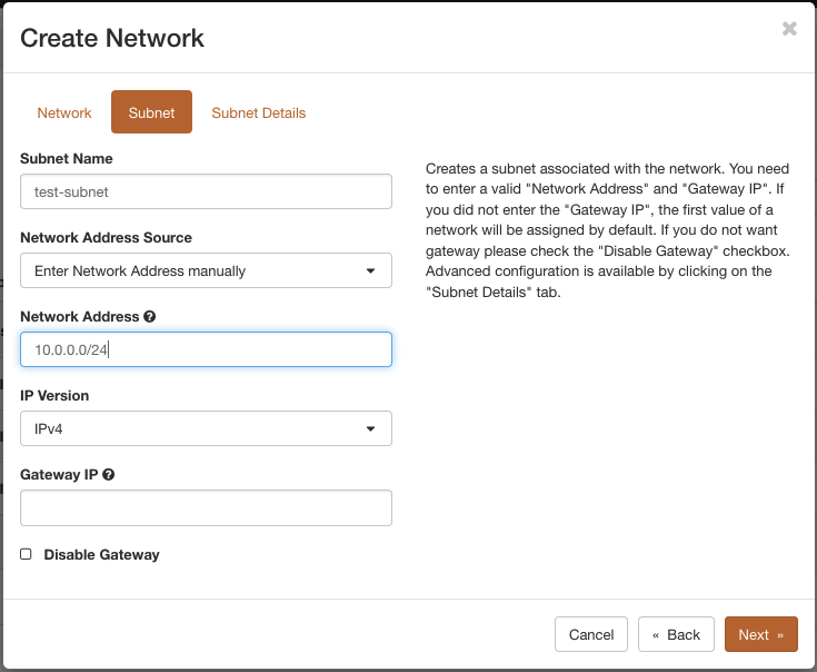 firstcolo Network Creation - Step 2